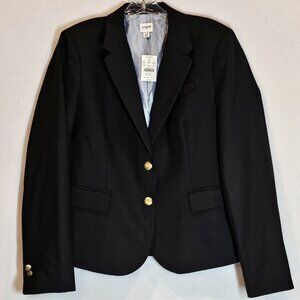 Womens J Crew Black Wool Schoolboy Blazer Size 12 Preppy Academia Ivy League